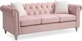 Glory Furniture Raisa Velvet Sofa in Pink