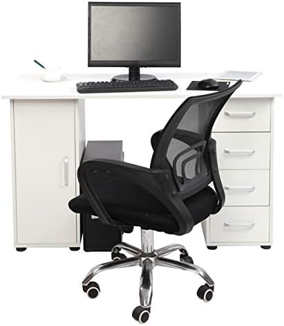 Computer Desk with 4 Drawers Home Office Desks Computer Desk with Drawer White Desk with Storage Door Office DeskWriting Desk Cabinet Writing Table Workstation for Home Office 47L x 21W x 29H