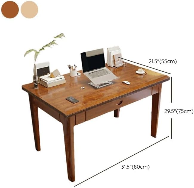 RUNNUP Modern Wood Writing Desk with 1 Drawer 31.5 Home Office Desk Simple Study Desk for Small Spaces Without Chairs Natural