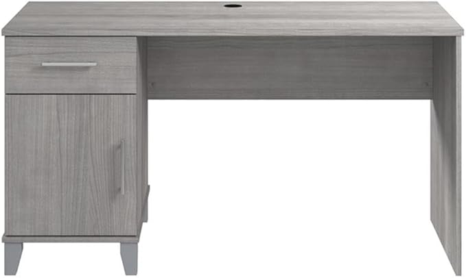 Bush Home Somerset 54W Office Desk with Drawer and Cabinet in Platinum Gray Computer Table with Storage for Home Office Workspace