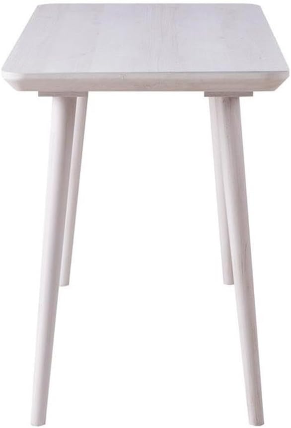 Pemberly Row Mid-Century Wood Writing Desk 47 W x 23 D x 30 H White Oak Finish MDF and Particle Board with Solid Wood Legs Beveled Table Edge Home Office Desk with USB Ports and Outlet