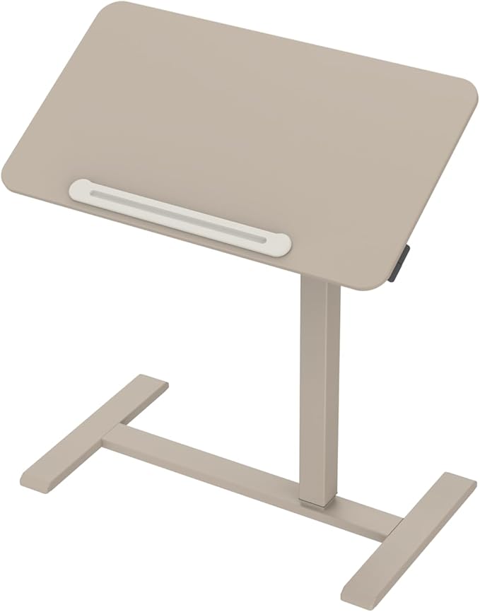 TopJob AnyDesk Nest Pro Sit Standing Desk Portable Folding Stand Desk with Hidden Wheels Computer Workstations Home Use Couch Side Table Bedside Table Kitchen Prep Table Cordless (Sand)