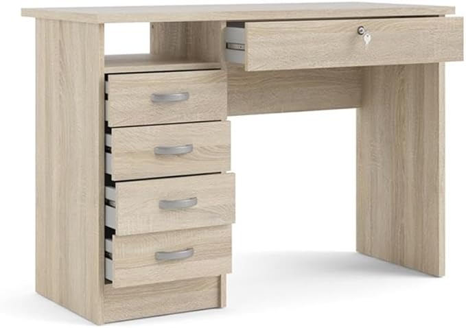 Tvilum Walden Desk with 5 Drawers Oak Structure