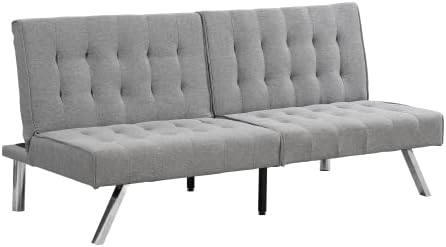 Convertible Futon Sofa Bed Modern 68'' Fabric Sleeper Couch for Living RoomGuest Bed Adjustable Backrest Upholstered Recliner Chair Loveseat for Compact Small Space Living Room (Gray New)