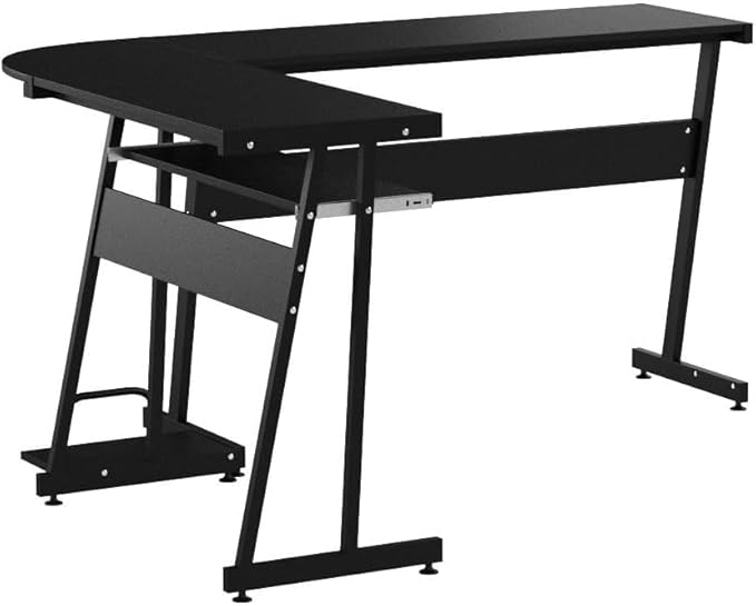 ivinta L-Shaped Desk with Keyboard Tray and CPU Stand 58 Modern Reversible Corner Computer Desk for Small Spaces Living Room Bedroom Home Office 7112 (Black)