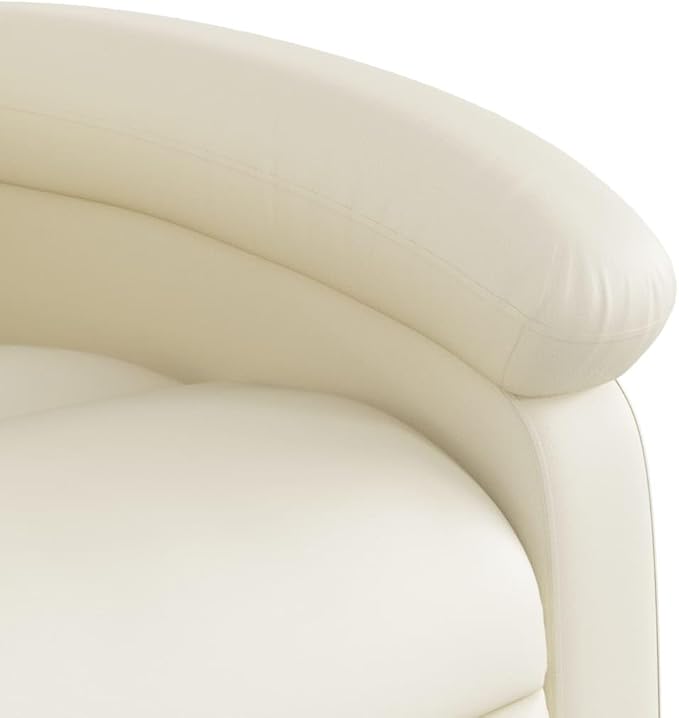 Cream Faux Leather Recliner Chair Manual Reclining Armchair for Living Room Padded Reading Lounge Chair 242.5 lb Capacity 34.1 x 28.0 x 39.2 in