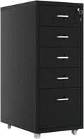 File Cabinet Under Desk Locking Mobile Drawer Cabinet 3/5 /6/8 Storage Cabinet Data Filing Cabinet (Color : Black Size : 5F)