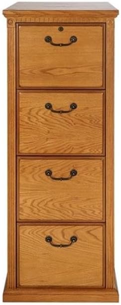 Pemberly Row 4-Drawer Wood Filing Cabinet Natural Distressed Finish Hardwood Solids and Veneers Locking Top Drawer 55 H x 20.75 W x 24.5 D Office Storage and Organization