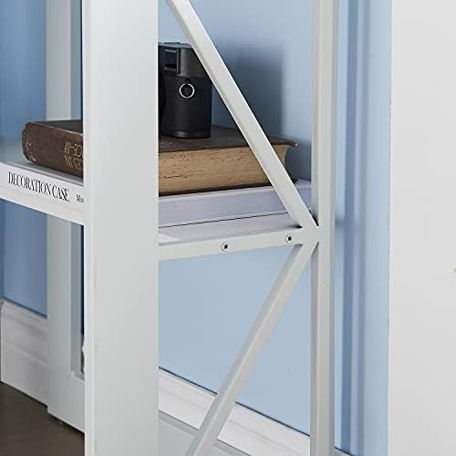 VECELO Corner Desk Computer Desk Writing Table with Smooth Keyboard Tray &amp Storage ShelvesCompact Home Office Triangle TableWhite
