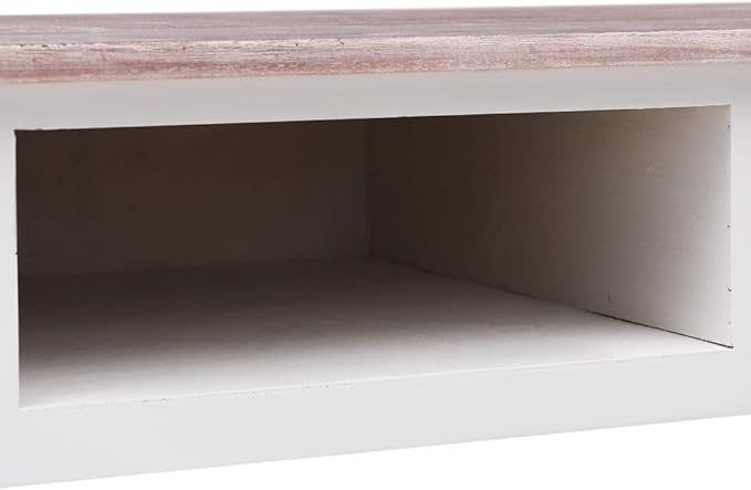 Wooden Writing Desk Modern Simple Home Office Computer Laptop Writing Desk with 2 Drawers and 1 Open Compartment Brown 43.3x17.7x29.9 Wood-84