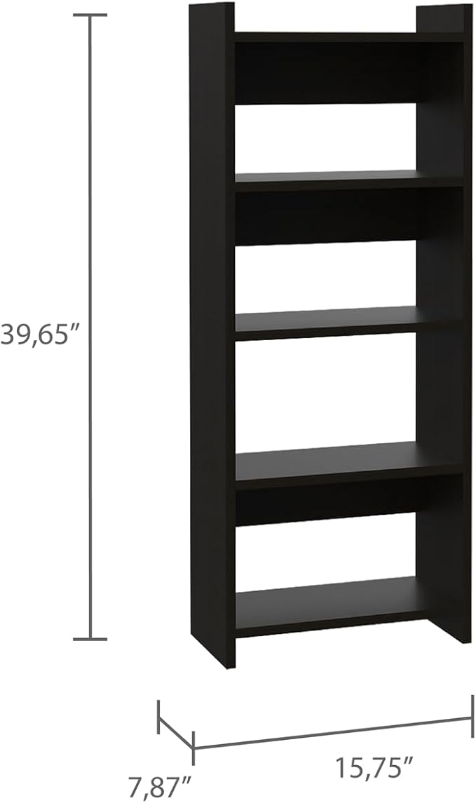 Epinki Home Office Desk Set Single Drawer Keyboard Tray Bookcase Black Particle Board