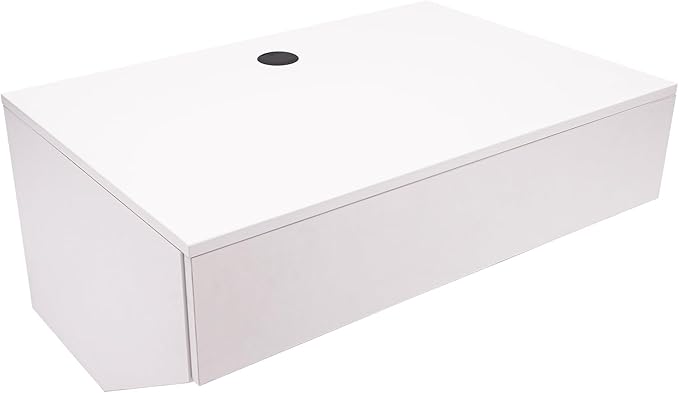 LYNICESHOP Wall Mounted Desk with Drawer 28.4x19.2in Floating Desk 110lbs Capacity Space Saving White Writing Desk for Small Spaces Home Office