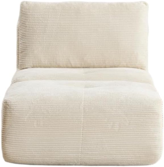 Memory Foam Compressed Sofa Bed Modern Beige Single Chaise Louge Comfy Futon Floor Couch Pet Friendly Fectional Couch for Living Room Bedroom No Assembly Movable OttomanCorduroy
