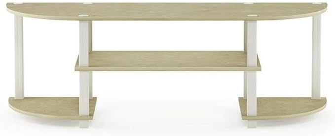 Furinno Turn-S-Tube Wide TV Entertainment Center Cream Faux Marble/White