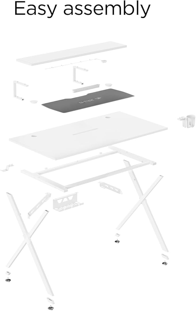 Emerge Vizon 47” Gaming Desk White Modern PC Computer Desk for Gaming Setup &amp Home Office Workstation