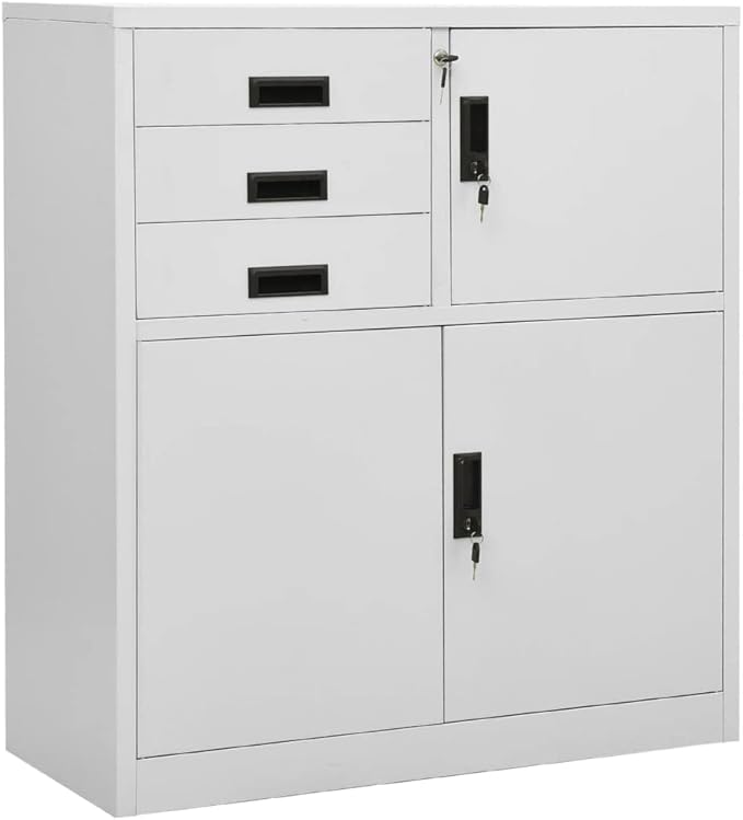 File Cabinets Standing Cabinets Bookcases Office Cabinet Light Gray 35.4x15.7x40.2 Steel Counter Cabinet with Lockable Doors for Home Office