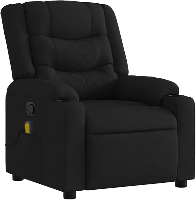 Massage Recliner Chair Manual Recliner Chair with Massage Single Sofa Home Theater Seating Comfy Living Room Single Sofa Chair Black Fabric-31