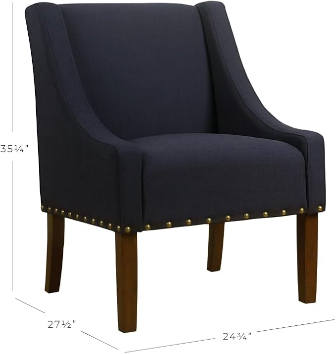 Homepop Home Decor | Upholstered Classic Swoop Arm Accent Chair | Accent Chairs for Living Room &amp Bedroom | Decorative Home Furniture Deep Navy