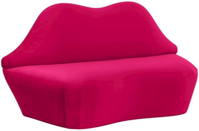 Hot Pink Velvet Loveseat with Sculpted Back A Unique Lips Sofa Design
