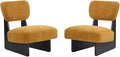 [Set of 2] Modern Beige Lounge Chair with Polyester Upholstery Sturdy Black Wood Base Stylish and Comfortable Accent Seating for Living Room (Black + Yellow + Polyester + Solid Wood)