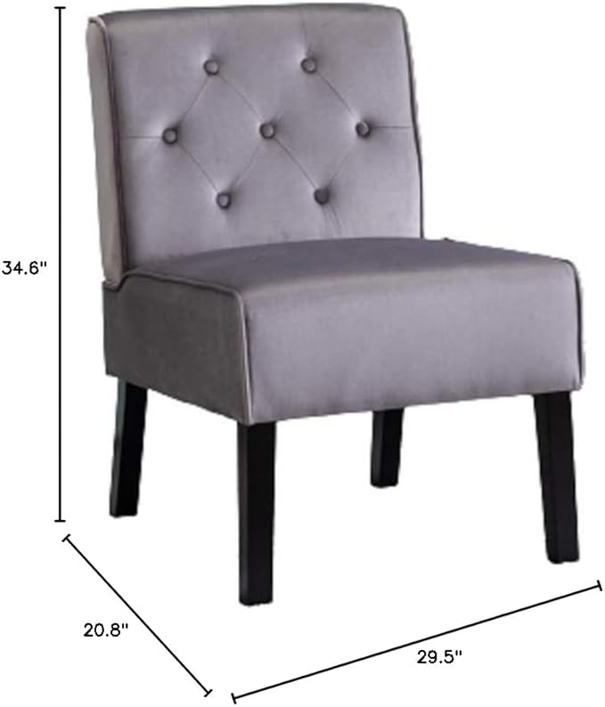 Reeso 2-Piece Living Room Armless Button Tufted Pattern Accent Chair Grey