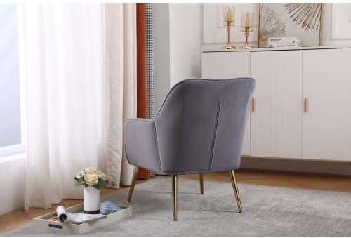 Modern Mid Century Chair Velvet Sherpa Armchair for Living Room Bedroom Office Easy Assemble