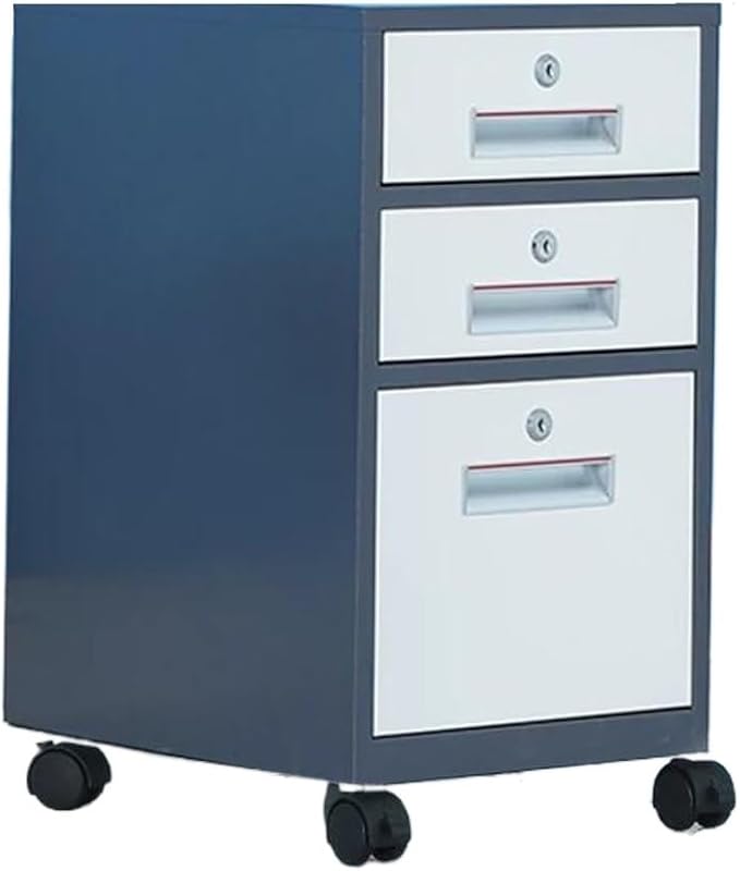 Office Tin File Cabinet Short Cabinet Under The Desk Three Drawer Movable Cabinet with Lock Storage Storage Cabinet (Color : A)