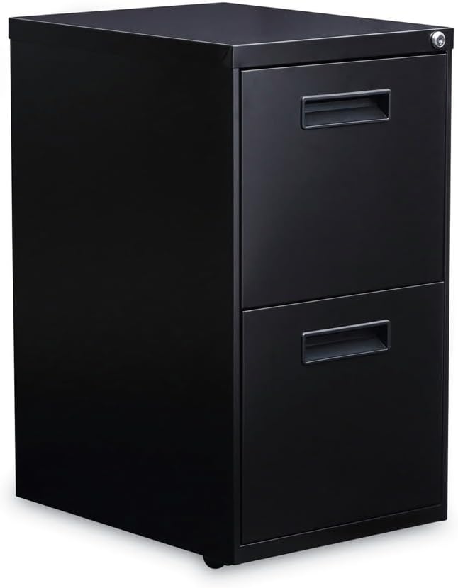 Alera PAFFBL Two-Drawer Metal Pedestal File 14 7/8w X 19-1/8d X 27-3/4h Black