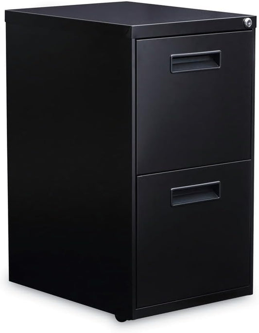 Alera PAFFBL Two-Drawer Metal Pedestal File 14 7/8w X 19-1/8d X 27-3/4h Black
