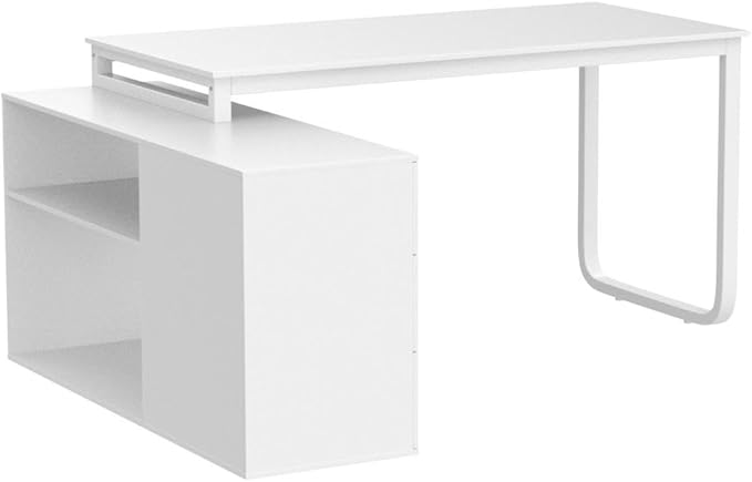 FUFU&ampGAGA 55.1 Large L-Shaped Office Desk with 41.3 File Cabinet Corner Computer Desk with 3 Drawers &amp 2 Shelves Workstation Executive Desk with Storage Shelf for Home Office - Beige