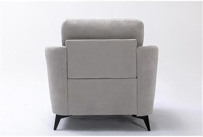 BOWERY HILL Accent Chair Light Gray Velvet Fabric Tufted Cushion Black Metal Legs Pocket Coil Seating Removable Back Cushion Modern Style Living Room or Formal Gathering Chair