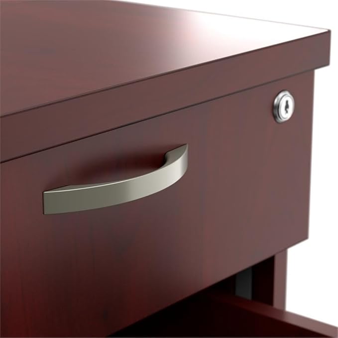 Bush Business Furniture Office in an Hour 3 Drawer Rolling File Cabinet in Hansen Cherry | Mobile Under Desk Drawers for Letter Legal and A4-Size Document Storage