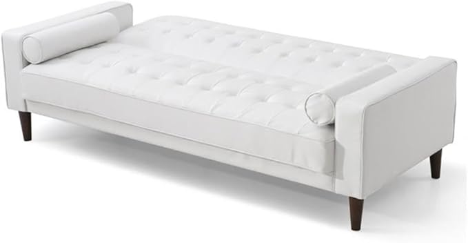 Glory Furniture Andrews Faux Leather Sleeper Sofa in White