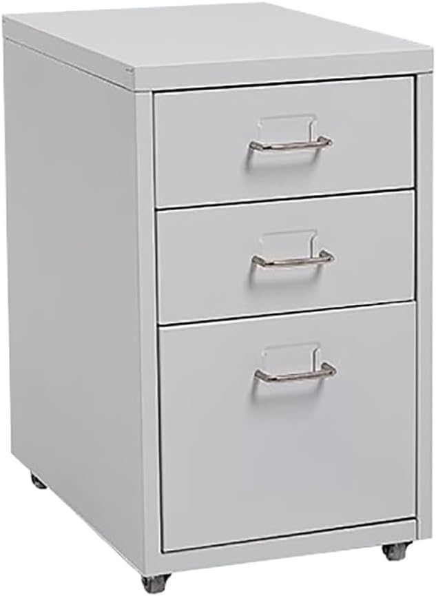 ELEFOCUS 3 Drawer Storage Cabinet Under Desk Tin File Cabinet with Wheels Office Removable Storage Cabinet(Color:White)