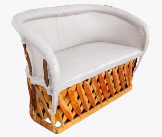 Love Seat Equipal Furniture Handmade By Equipales San Jose White Color Mexican Traditional Style Ideal for your home house garden office restaurant hotel bar beach living room bedroom equipal