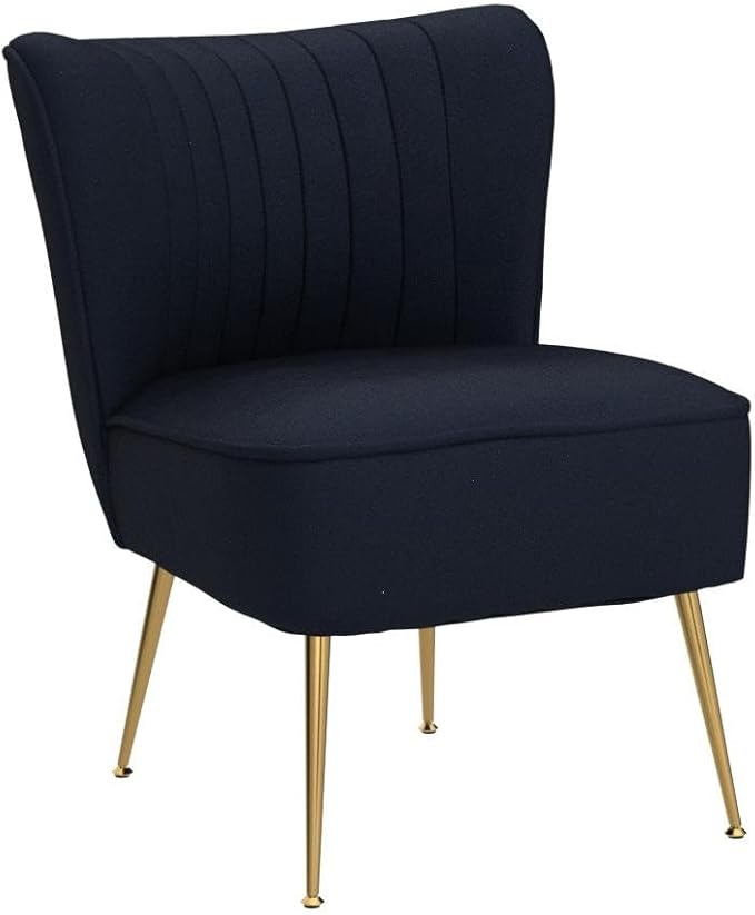DUOMAY Modern Accent Chair Set of 2 Velvet Slipper Chair with Gold Legs Wingback Side Chair for Living Room Bedroom Entryway Small Corner Chair for Space Saving Black