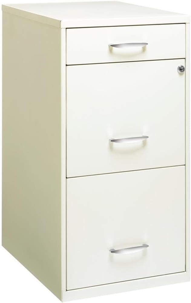 Scranton &amp Co Set of 2 18 D 3-Drawer Metal Filing Cabinet with Pencil Drawer