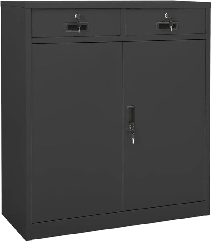 Office CabinetStorage Cabinet Steel Office Storage File Cabinet Storage Cabinet for Home Office Garage for Bedroom Living Room Anthracite 35.4x15.7x40.2 Steel