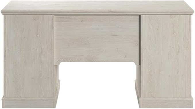 Bush Furniture Lennox 60W Farmhouse Desk with Storage and Keyboard Tray in Linen White Oak | Computer Table for Home Office Workspace