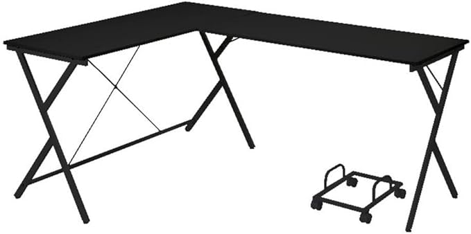 Acme Demas Wooden Top Computer Desk with Computer Holder in White and Black