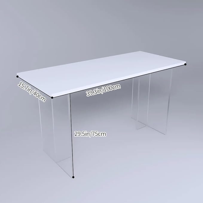 Acrylic Computer Desk With Clear Base Modern Console Table Dining Table Home Office Desk for Study (Black)