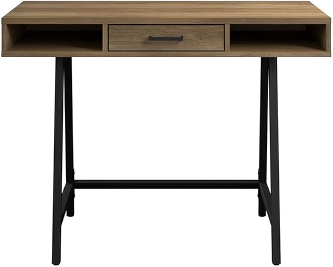 Bush Home Steele 40W Writing Desk in Reclaimed Pine | Compact Computer Table with Storage for Home Office Study Room or Entryway
