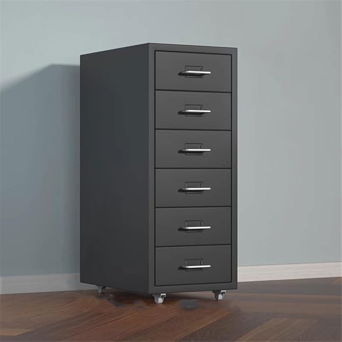 Office Storage File Cabinet Thickened Cold-Rolled Steel Chest of Drawers 6 Layers of Large-Capacity Storage Cabinets Office File Cabinets Multifunctional Data OrganizingBlack