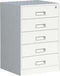 Freestanding Filing Cabinet With Lock - Pre-Assembled Steel Pedestal Under Desk - 5 Drawers Home Office Utility Cabinet(Stlye3)