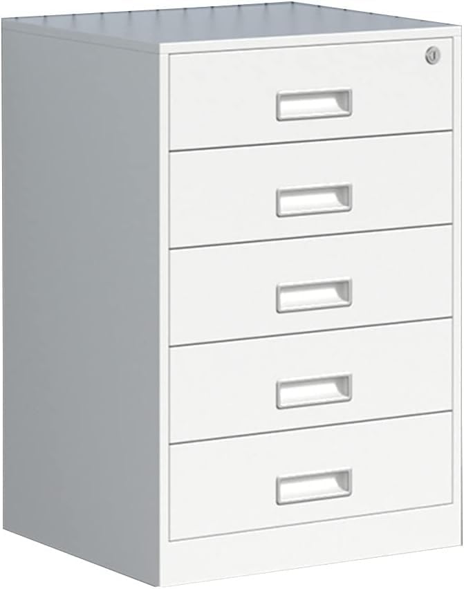 Freestanding Filing Cabinet With Lock - Pre-Assembled Steel Pedestal Under Desk - 5 Drawers Home Office Utility Cabinet(Stlye3)