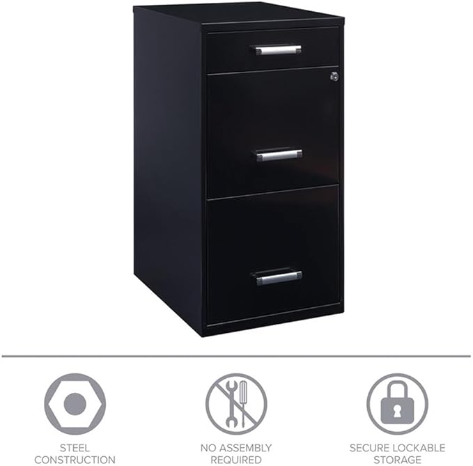 Scranton &amp Co Set of 2 18 D 3-Drawer Metal Filing Cabinet with Pencil Drawer