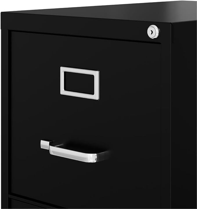 Pemberly Row 4 Drawers 52 Vertical Black Metal Filing Cabinet Lockable Pre-Assembled Stationary Letter Size for Home Office