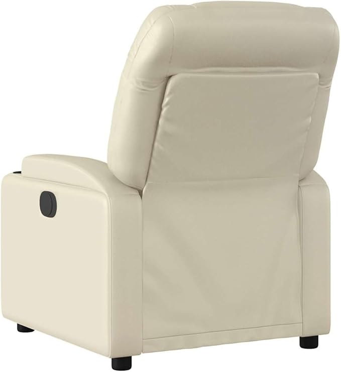 Massage Recliner Chair Cream Faux Leather Metal Plywood Adjustable 135° Backrest Memory Foam Cushion Cup Holders for Living Room Home Theater 242.5 lbs Capacity