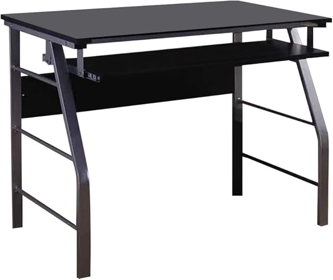 King's Brand Glass and Metal Home Office Computer Workstation Desk/Table Silver Finish