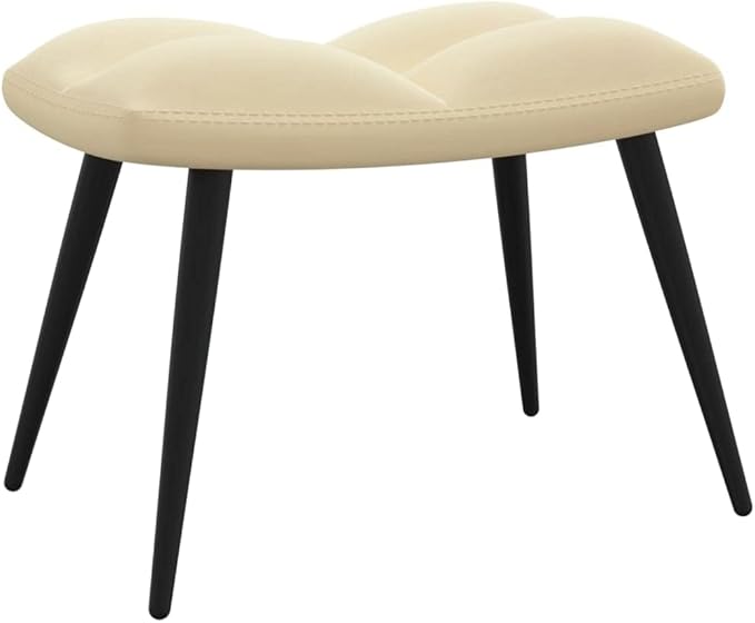 Floor Chair Arm Chair Living Room ChairsSleeper Sofa Relaxing Chair with a Stool Cream White Velvetfor Apartment Living and Home Office